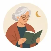 读者晚读诗的人的头像插画